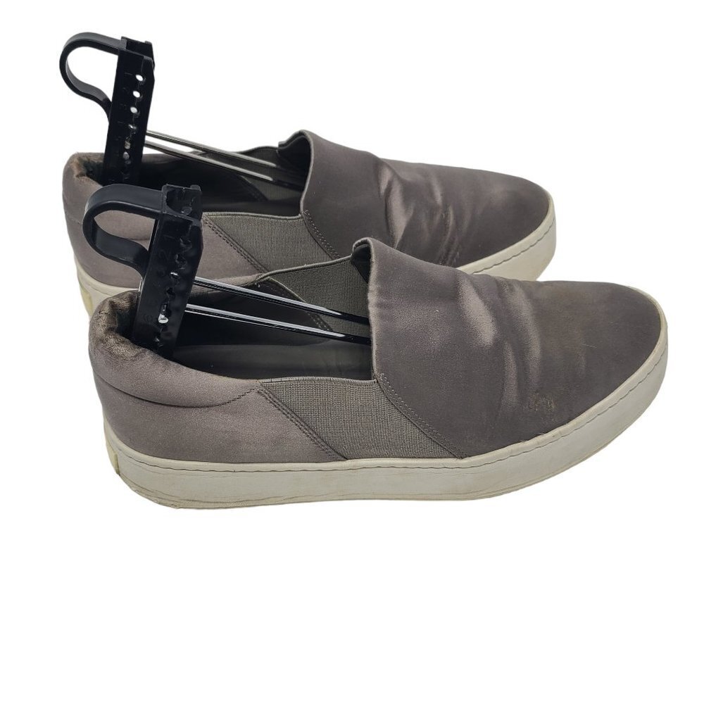 Vince Womens Warren Platform Sneakers Shoes Tan Silk like Slip On Low Heel 8.5 M